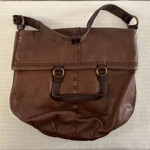 Brown Leather Lucky Brand fold over hobo bag